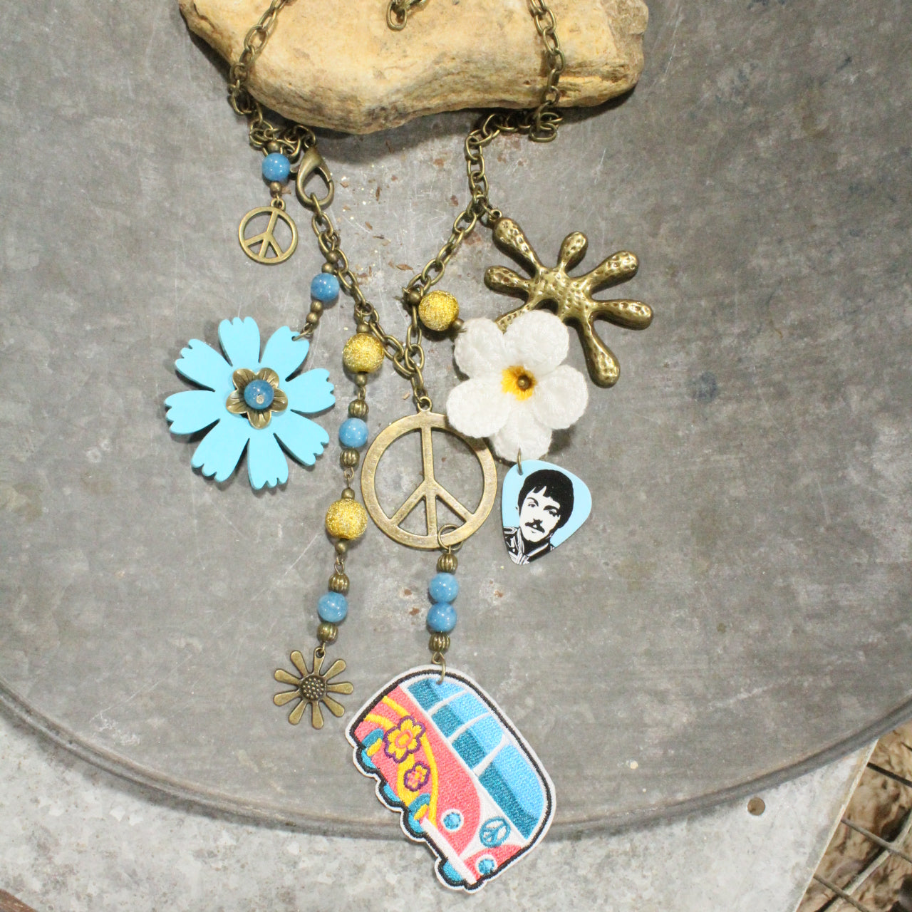 On The Road W/ The Beatles Retro Charm Necklace
