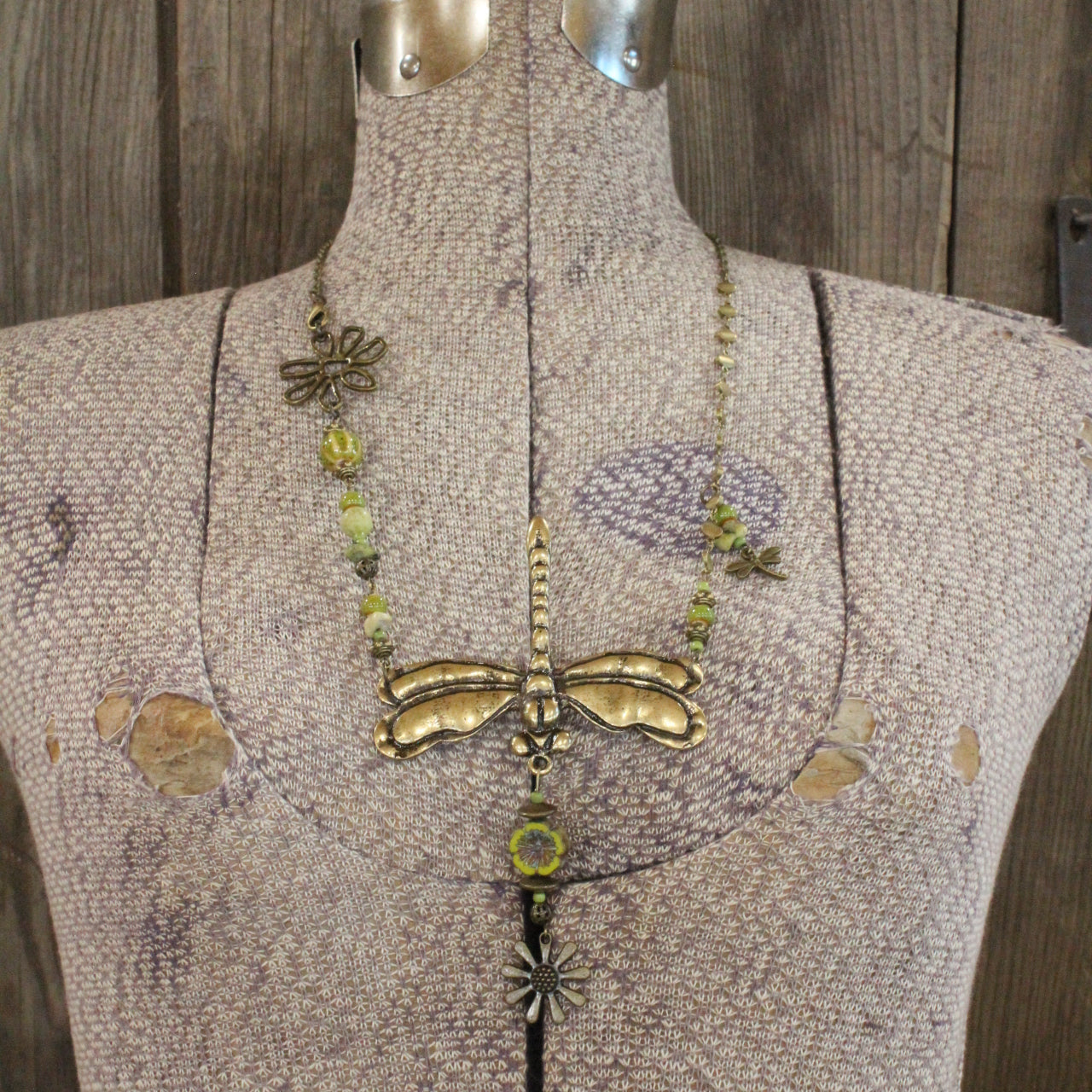 Sky Diving Dragonfly Charmed Necklace