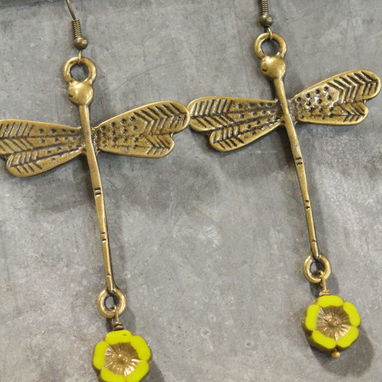 Sky Diving Dragonfly Dangle Drop Earrings