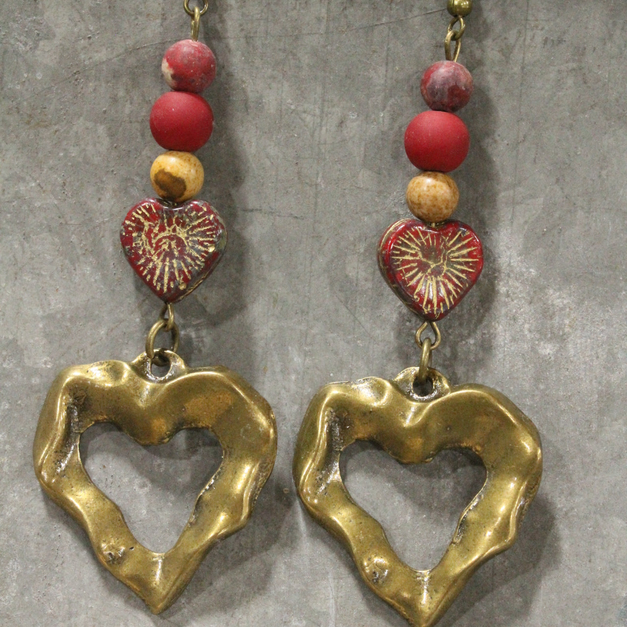 Heart Throb Czech Stone Dangle Earrings