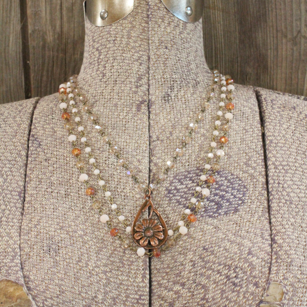 Packin' A Punch Copper Flower Layered Necklace