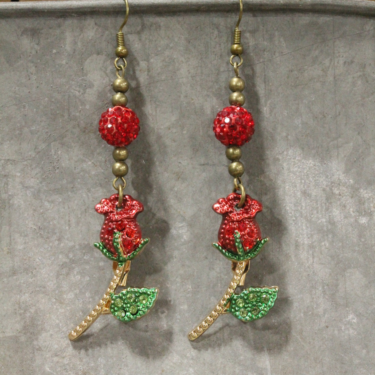 Power In The Flower Red Dangle Earrings