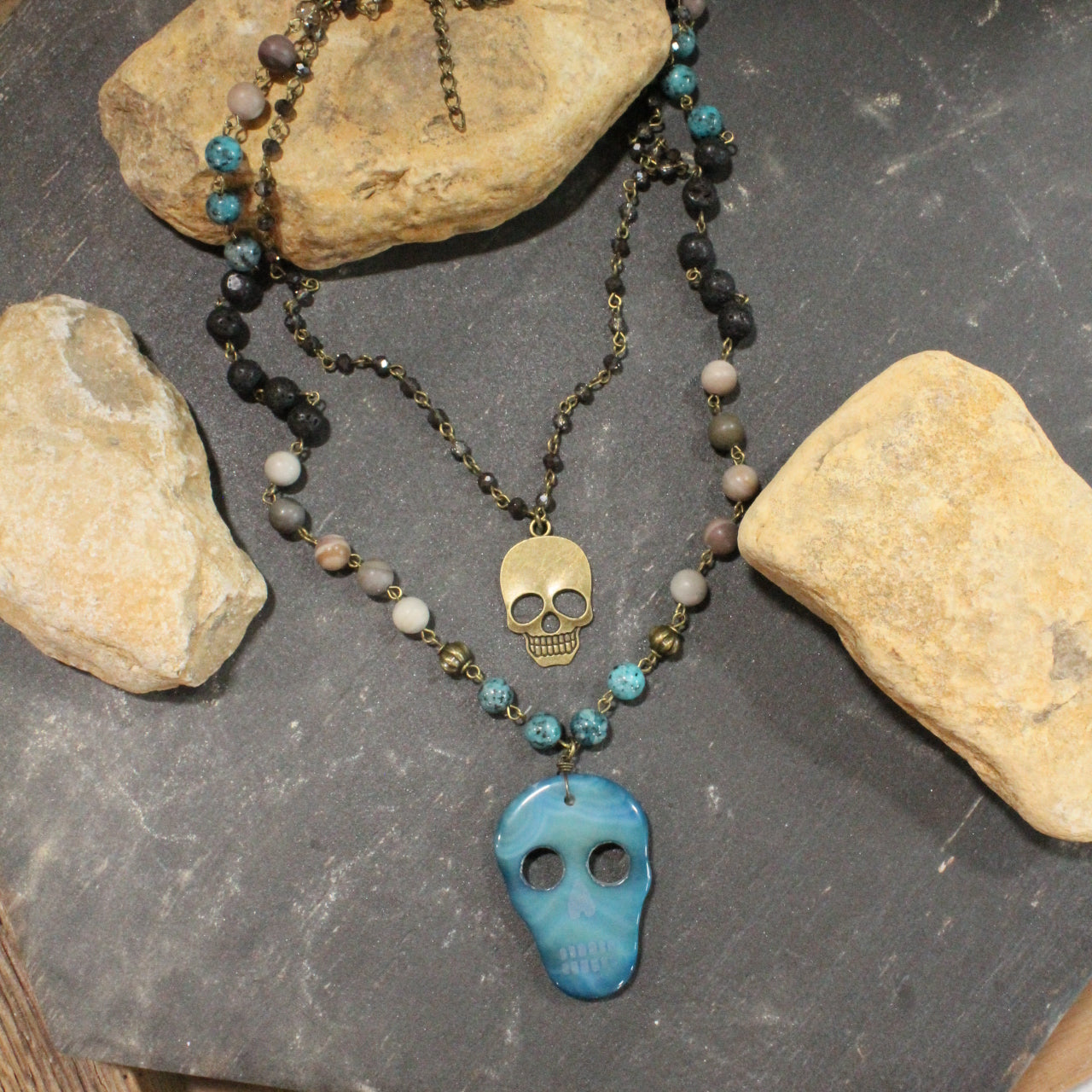 Sugar Skull Jade Layered Necklace