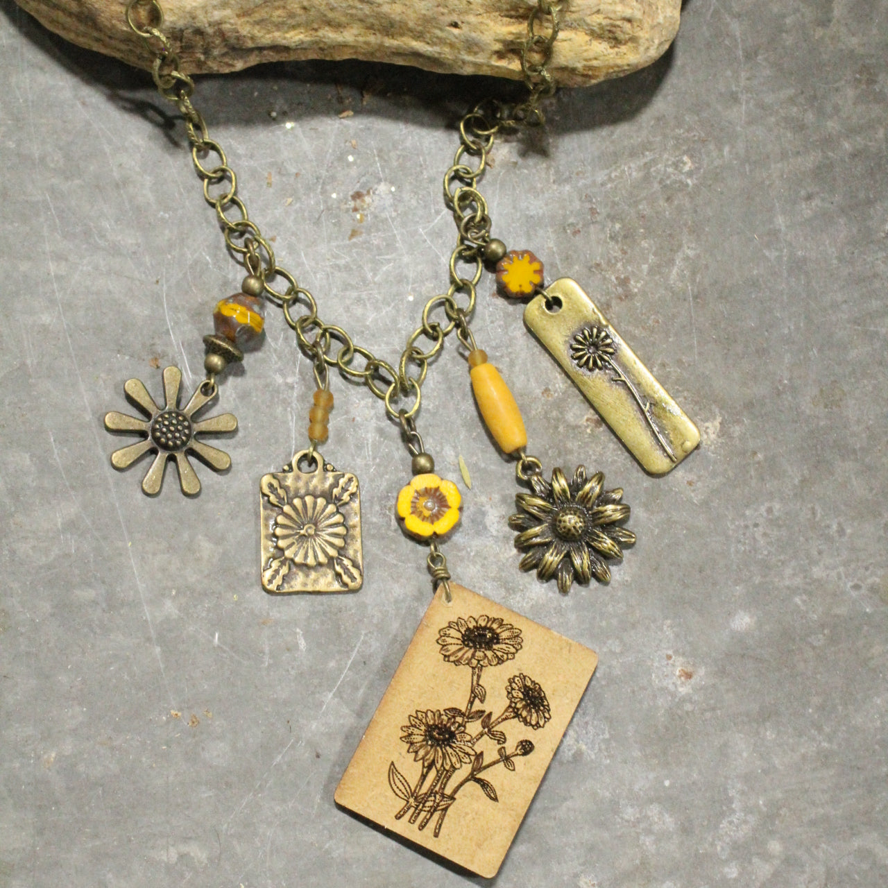 Daisy Days Mustard Flower Charming Necklace