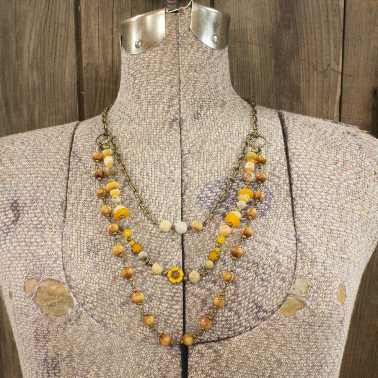 Crushing It With Floral Triple Layered Necklace