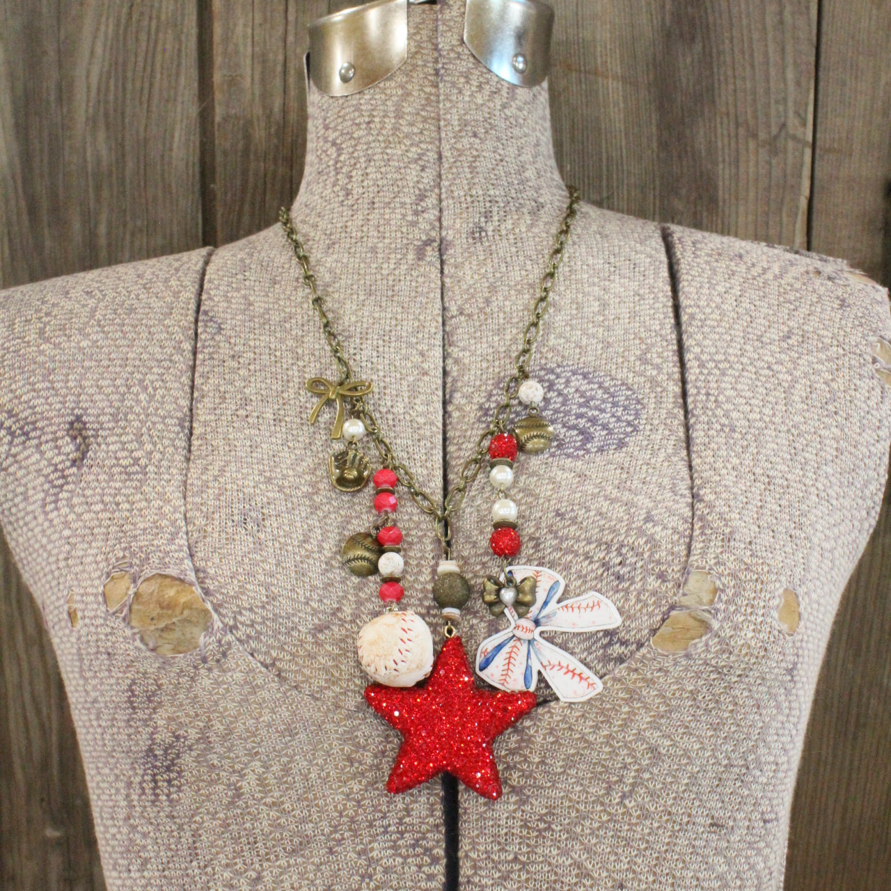 Double Bubble Baseball Charmed Necklace