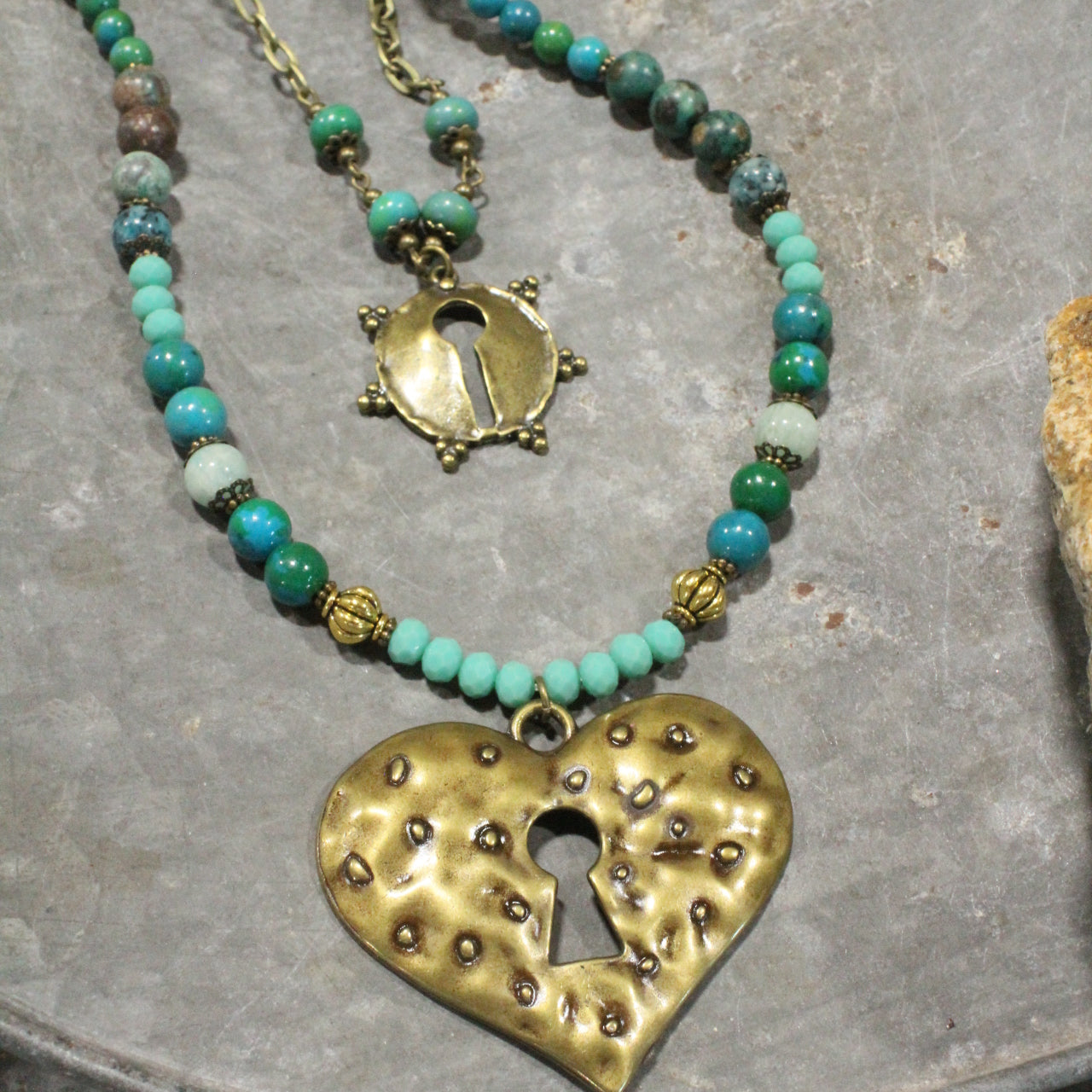 Green With Envy Heart Layered Necklace