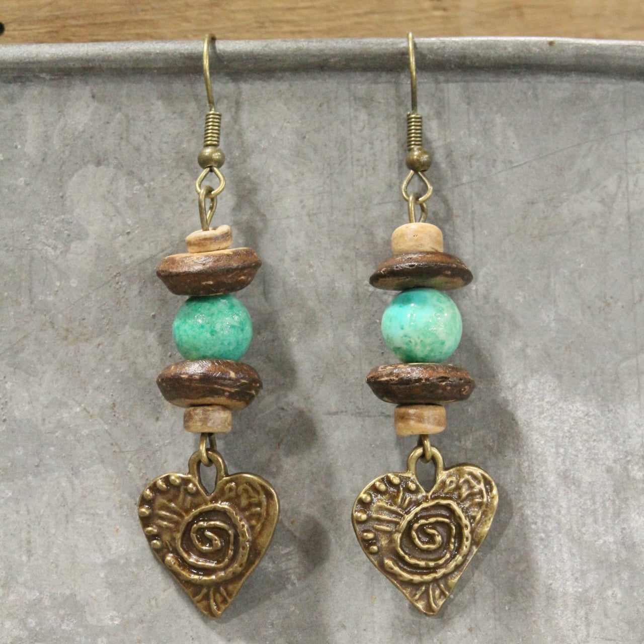 Green With Envy Heart Dangle Earrings