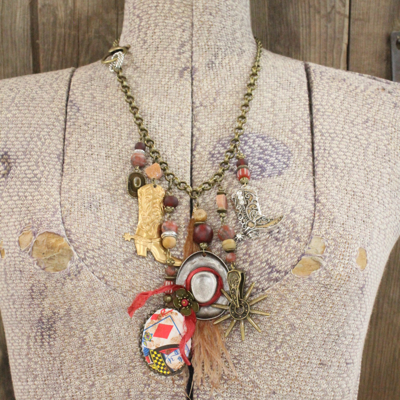 Just A Girl With Her Hat & Boots Charming Necklace