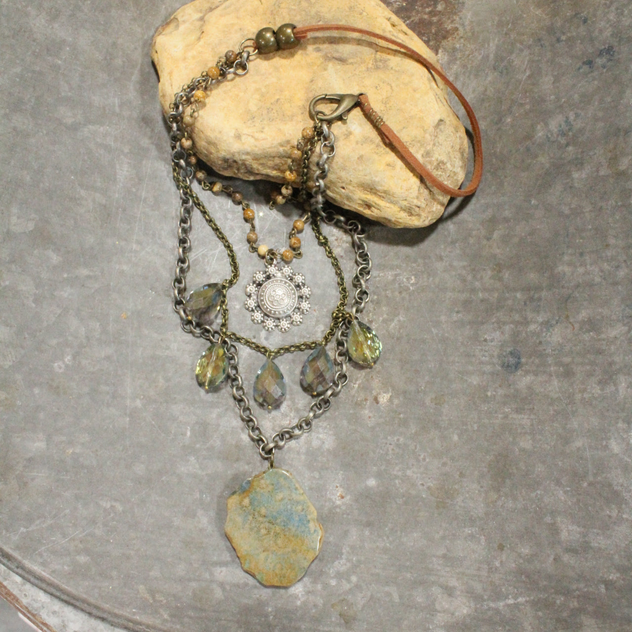 Rich & Elegant Earth Tone Bling Layered Necklace