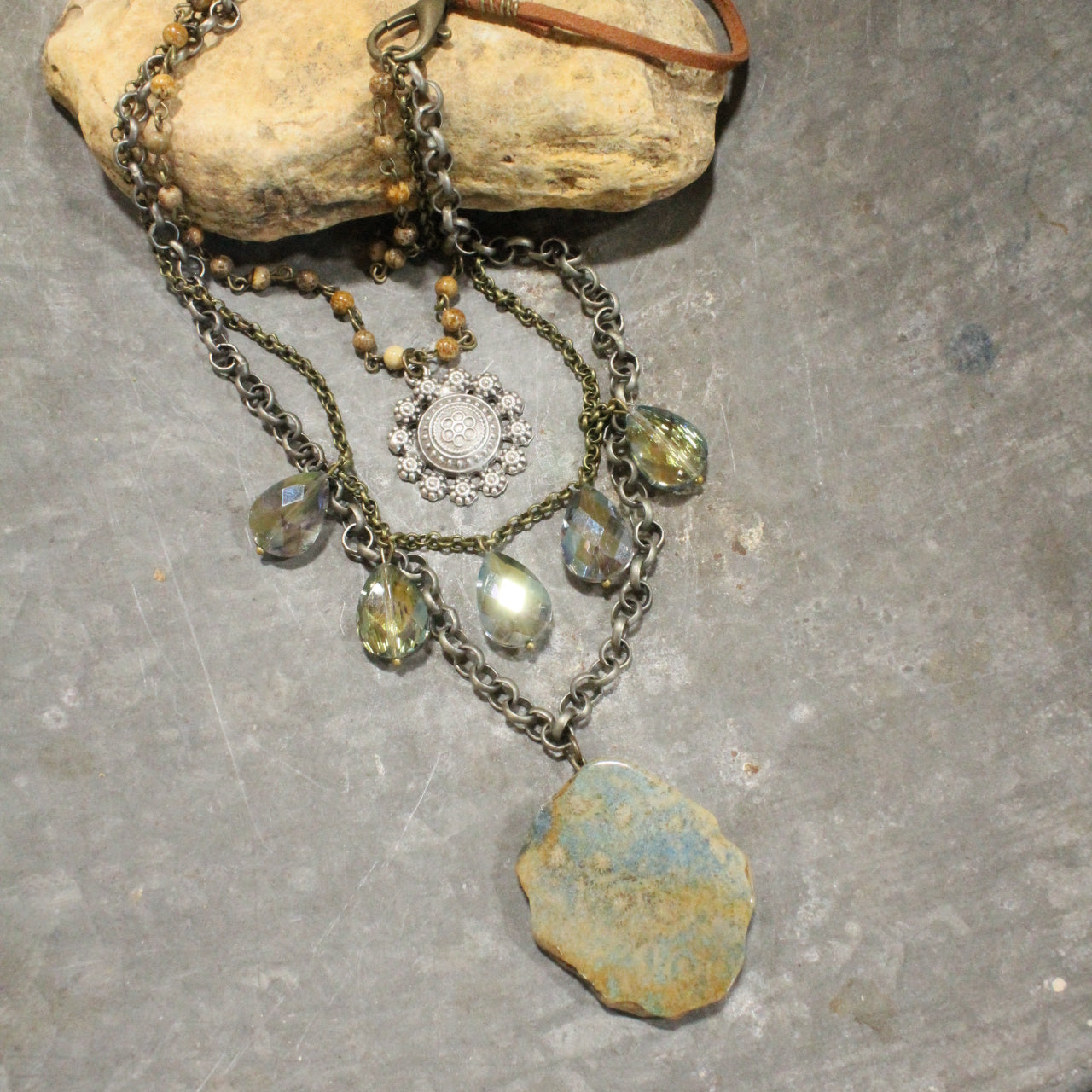 Rich & Elegant Earth Tone Bling Layered Necklace