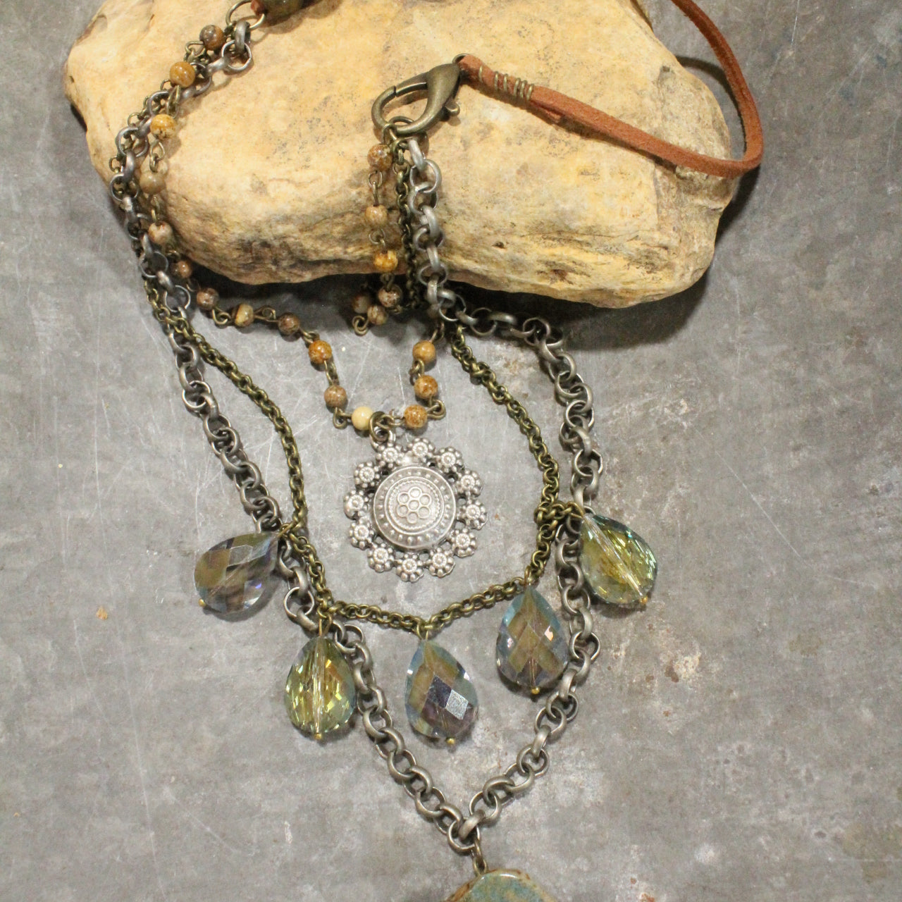 Rich & Elegant Earth Tone Bling Layered Necklace