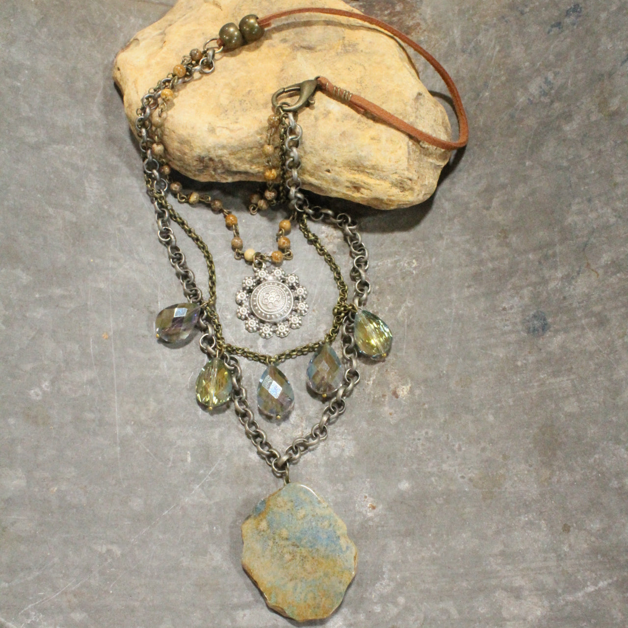 Rich & Elegant Earth Tone Bling Layered Necklace