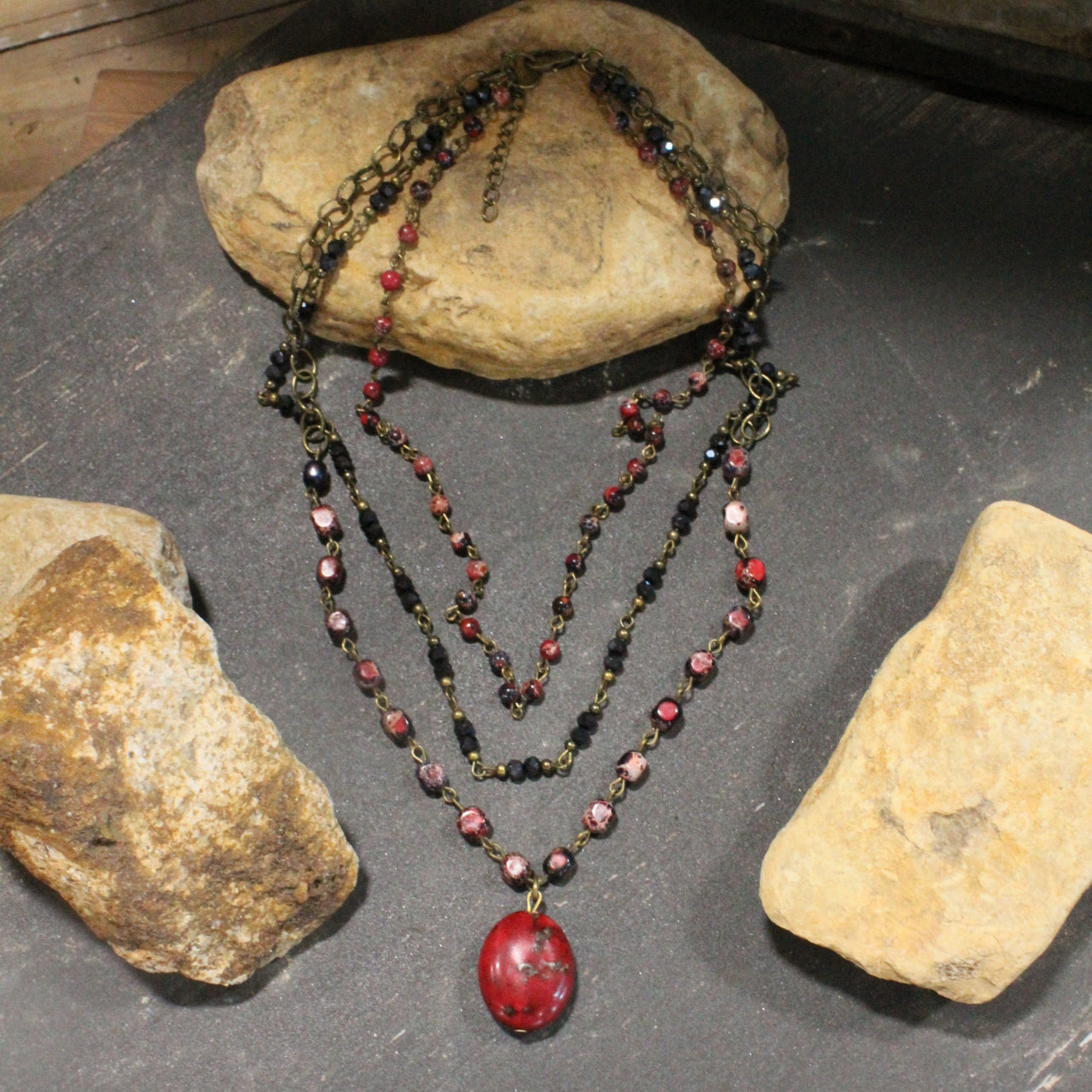 Bohemian Layered Berry Stone Necklace