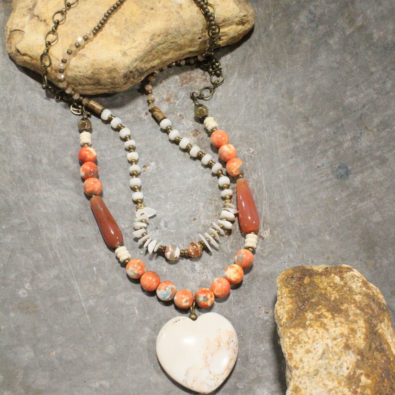 Just A Stones Throw Away Heart Layered Necklace
