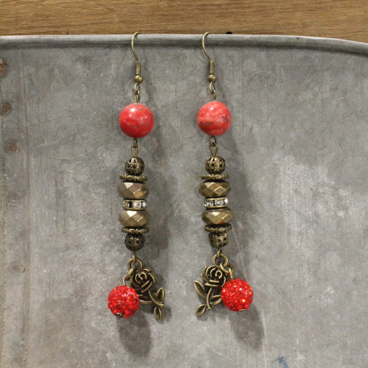 Roses Are Red Dangle Earrings