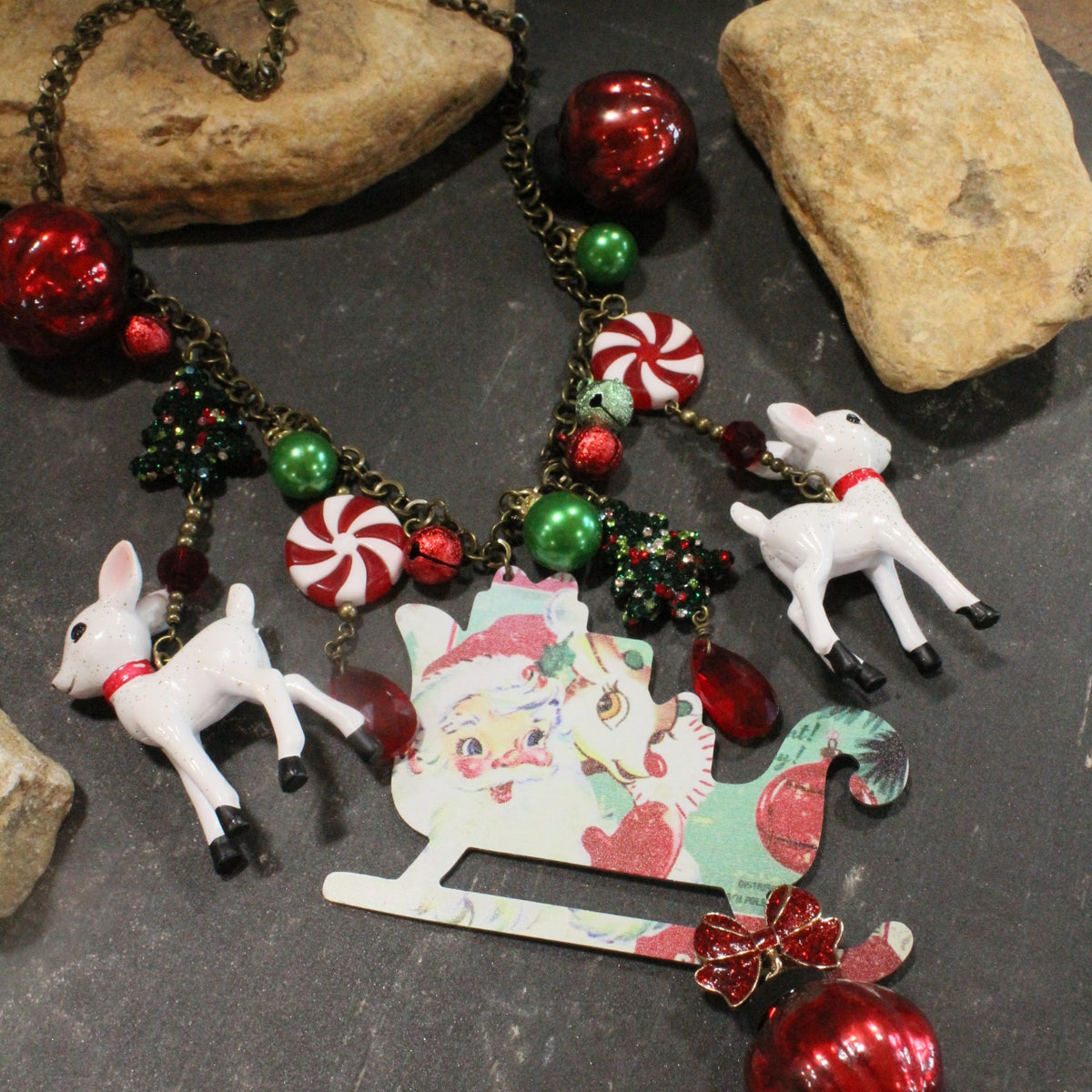 Sleigh Ride Santa Charm'd Necklace