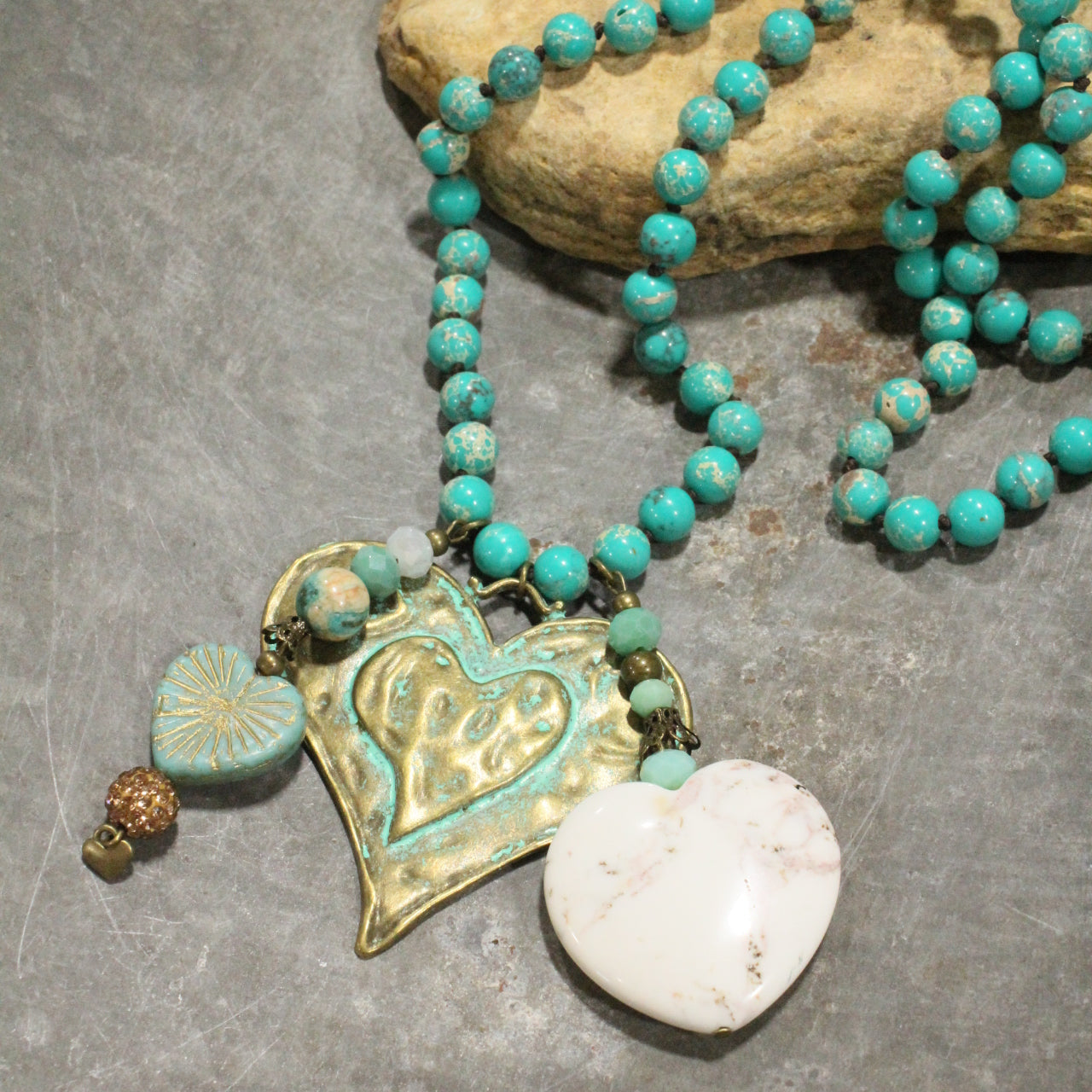 Longer The Better Jade Charm'd Heart Necklace