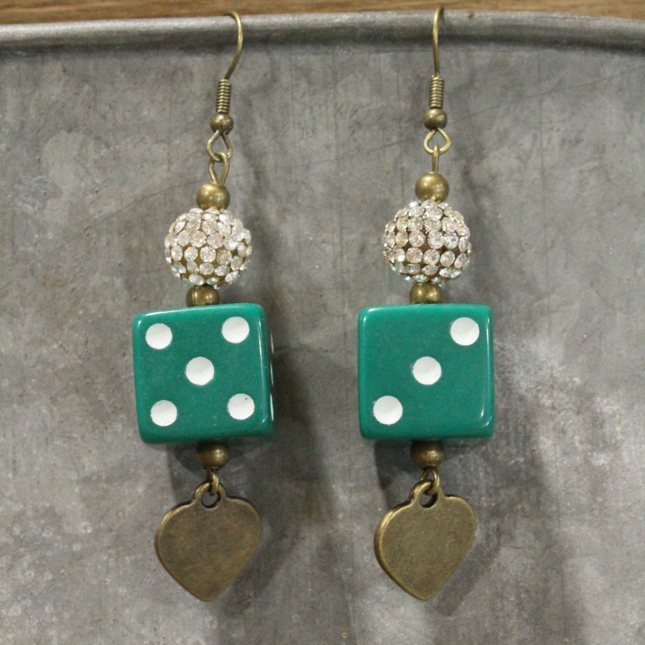 I Hit The Jack Pot With This Green Love Dangle Earrings