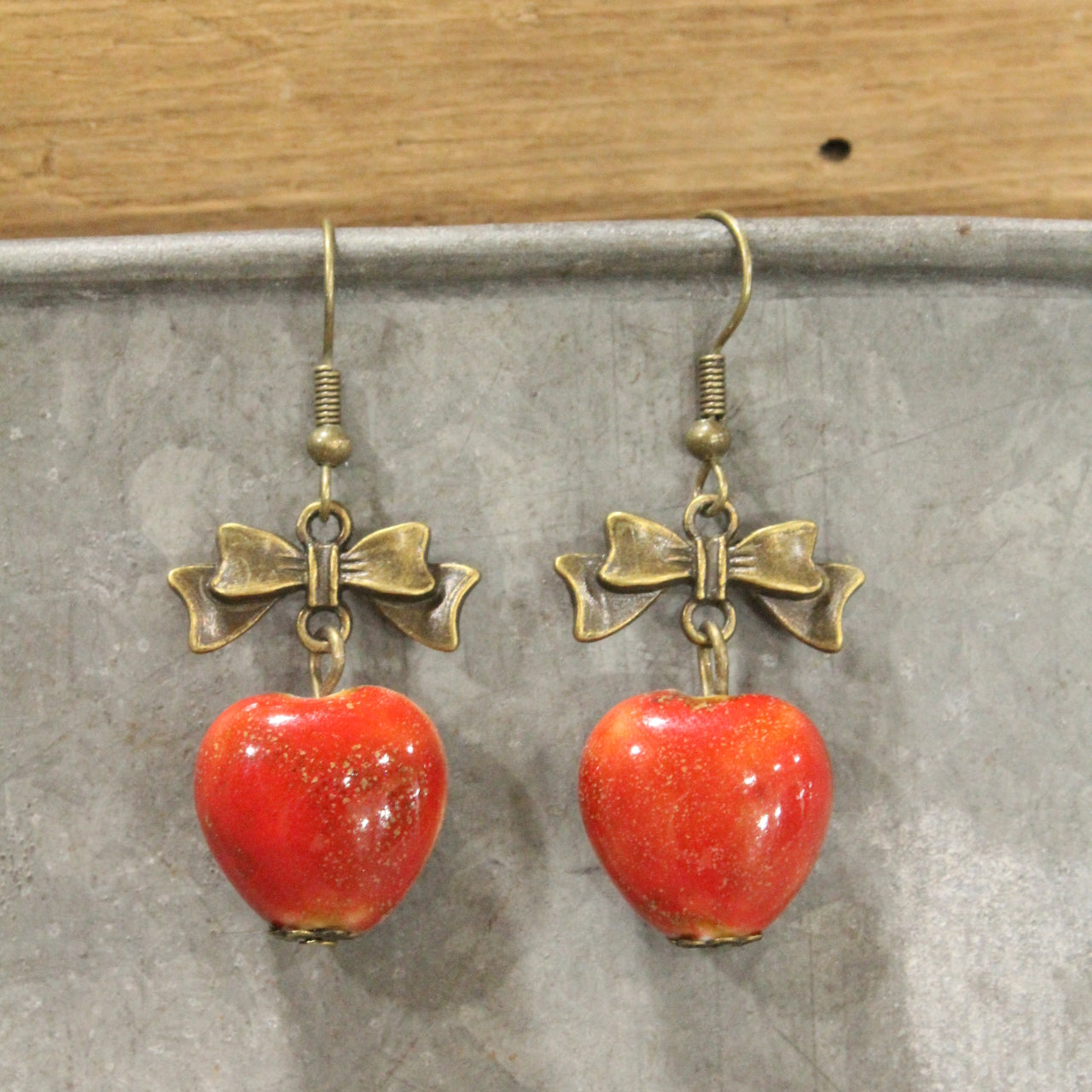 Heart Of Stone Red Love Dangle Earrings