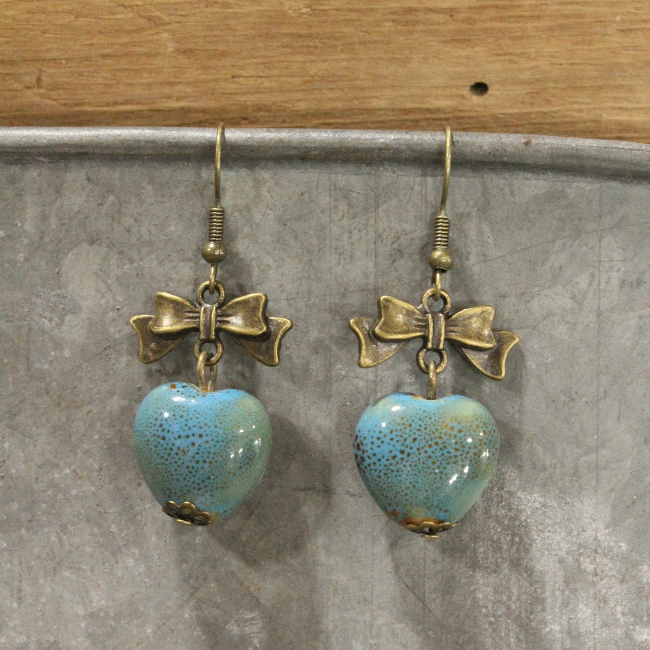 Heart Of Stone Blue Love Dangle Earrings