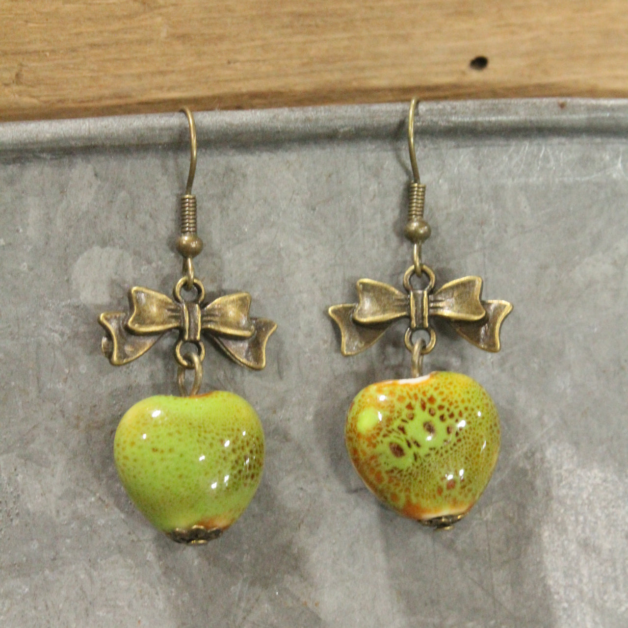 Heart Of Stone Green Love Dangle Earrings