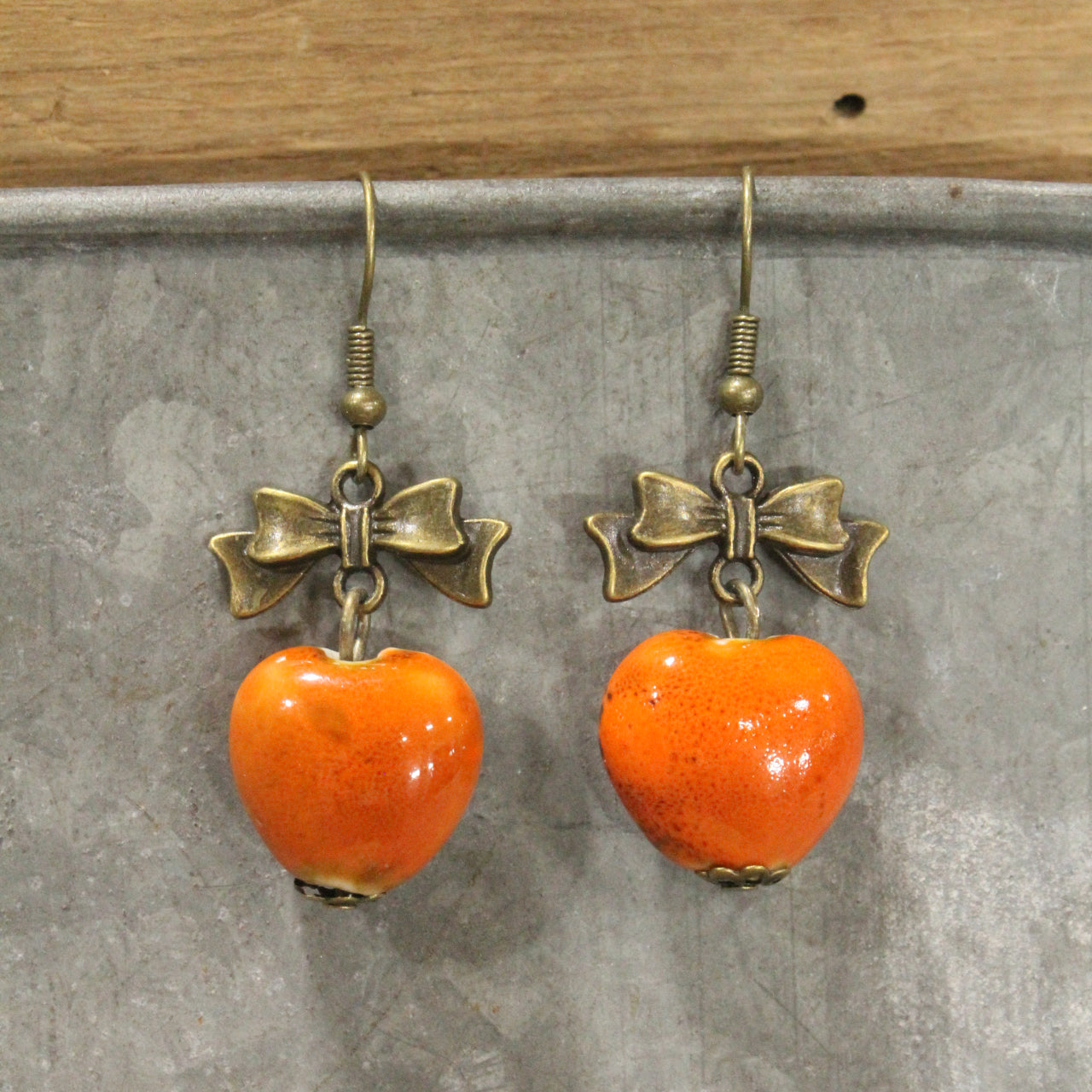 Heart Of Stone Orange Crush Love Dangle Earrings