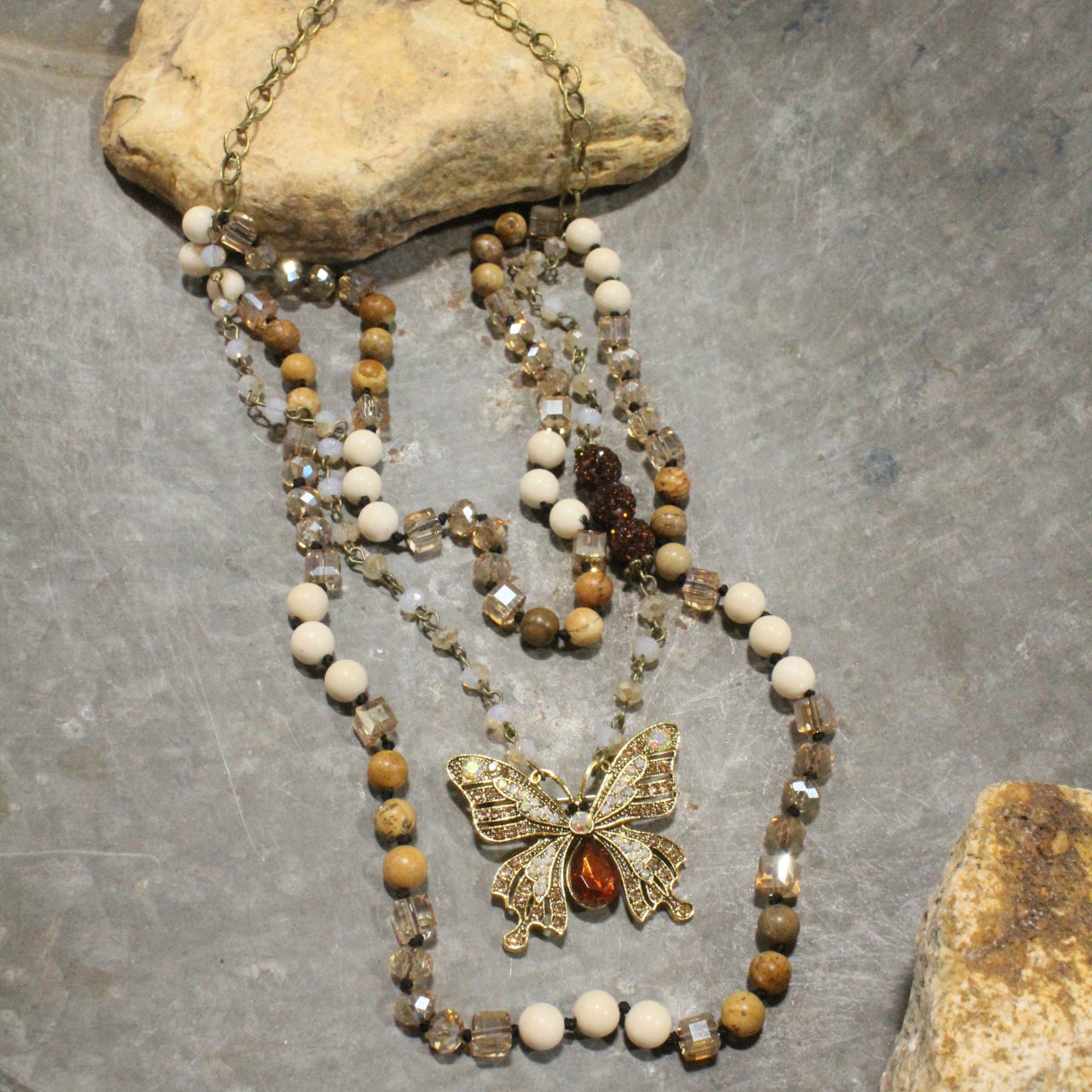 Cascading Butterfly Layered Necklace