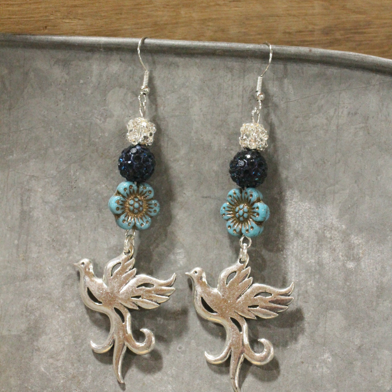 Gracefully Soaring Turquoise Bird Dangle Earrings