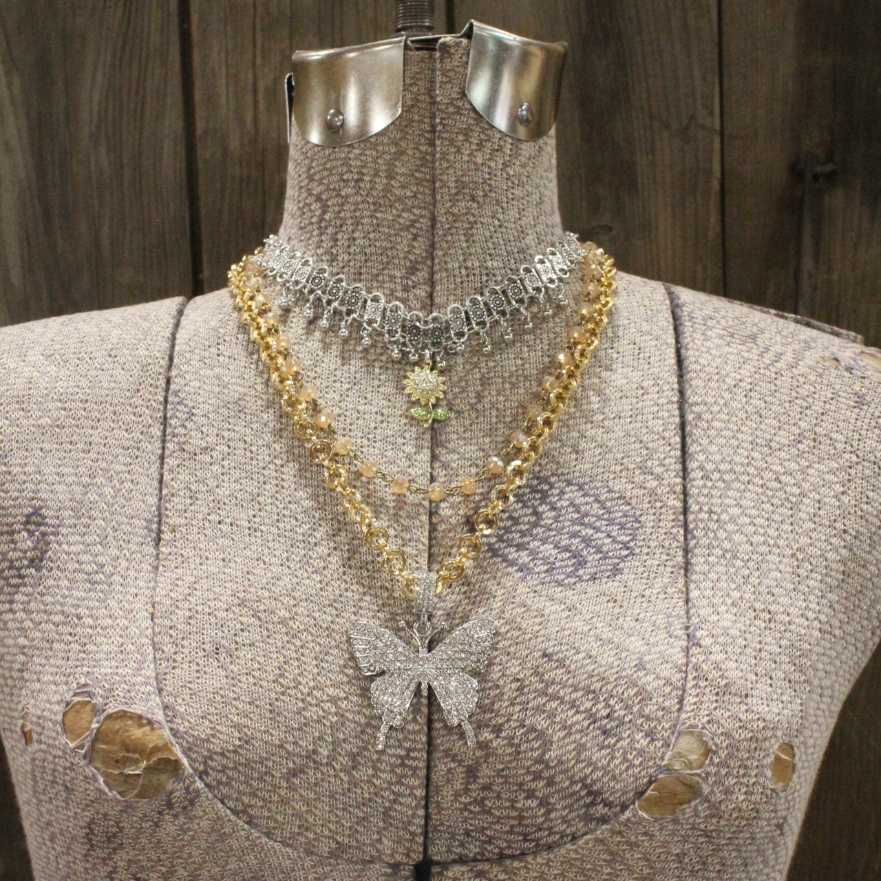 Just Dance Golden Butterfly Layered Necklace