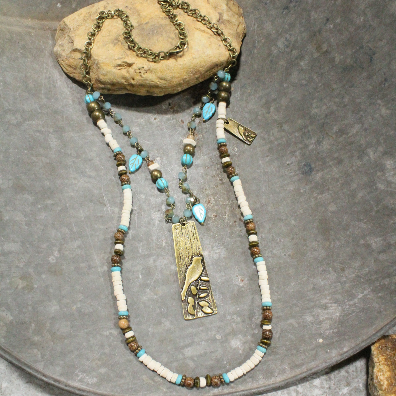 Song Birds Layered Stone Necklace
