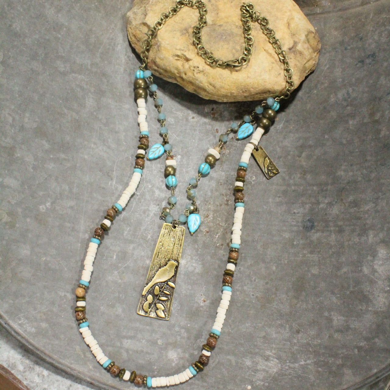 Song Birds Layered Stone Necklace