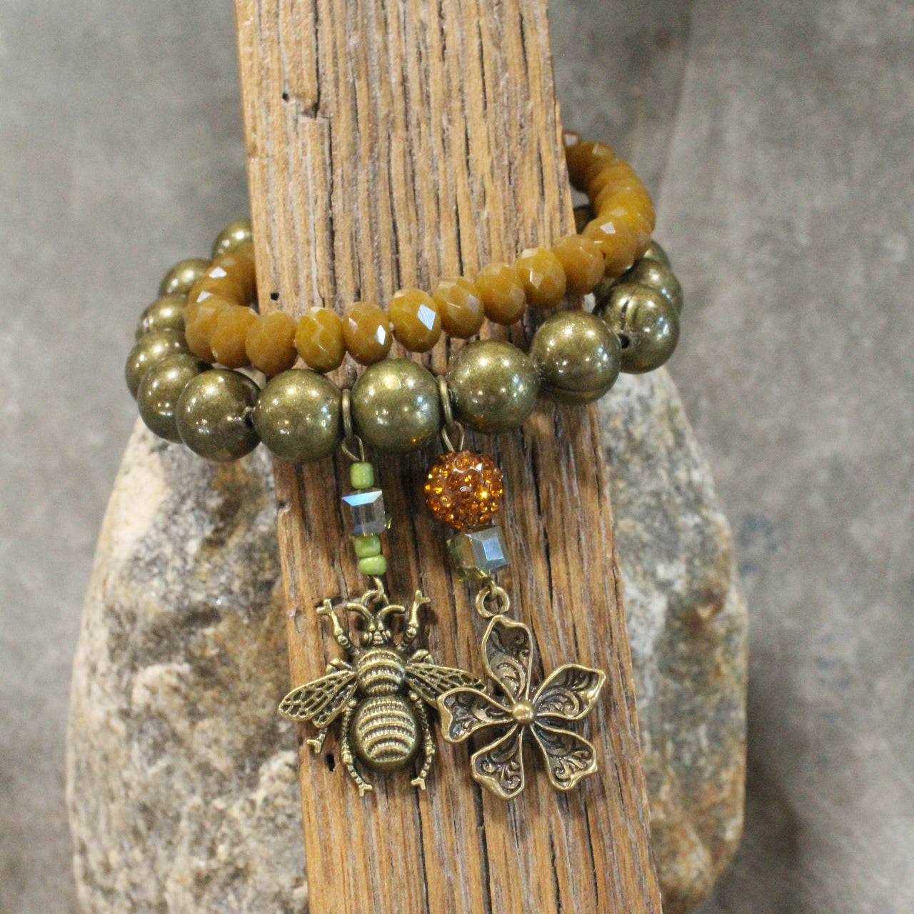Buzzing Along Olive Bracelet Set