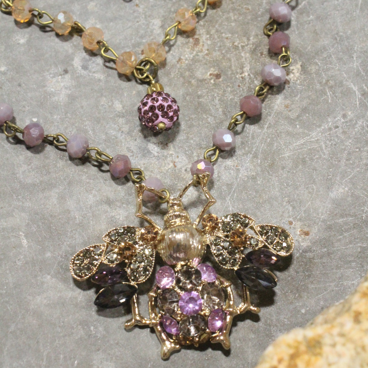 Buzzing Along Purple Layered Necklace