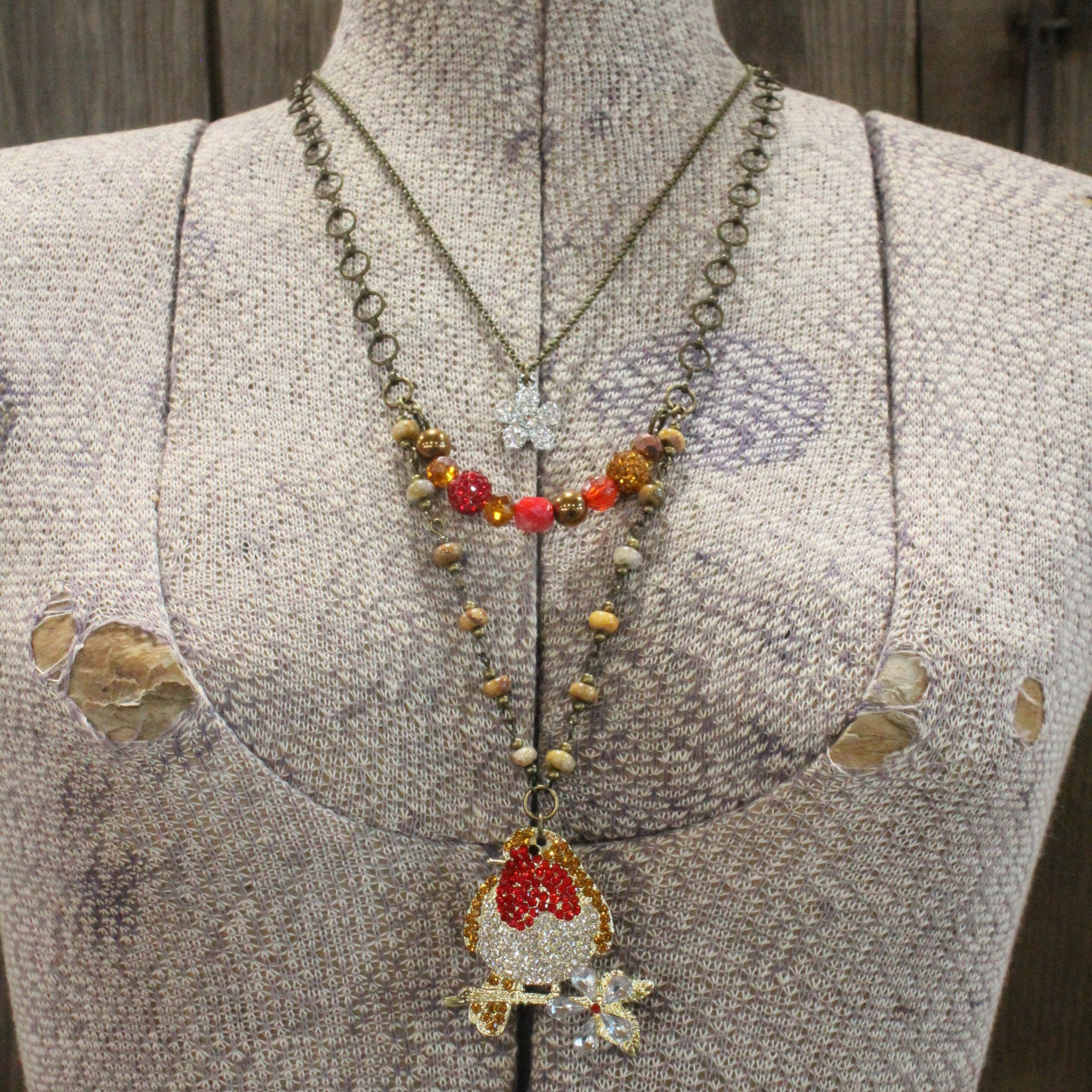 Robin Red Breast Layered Necklace