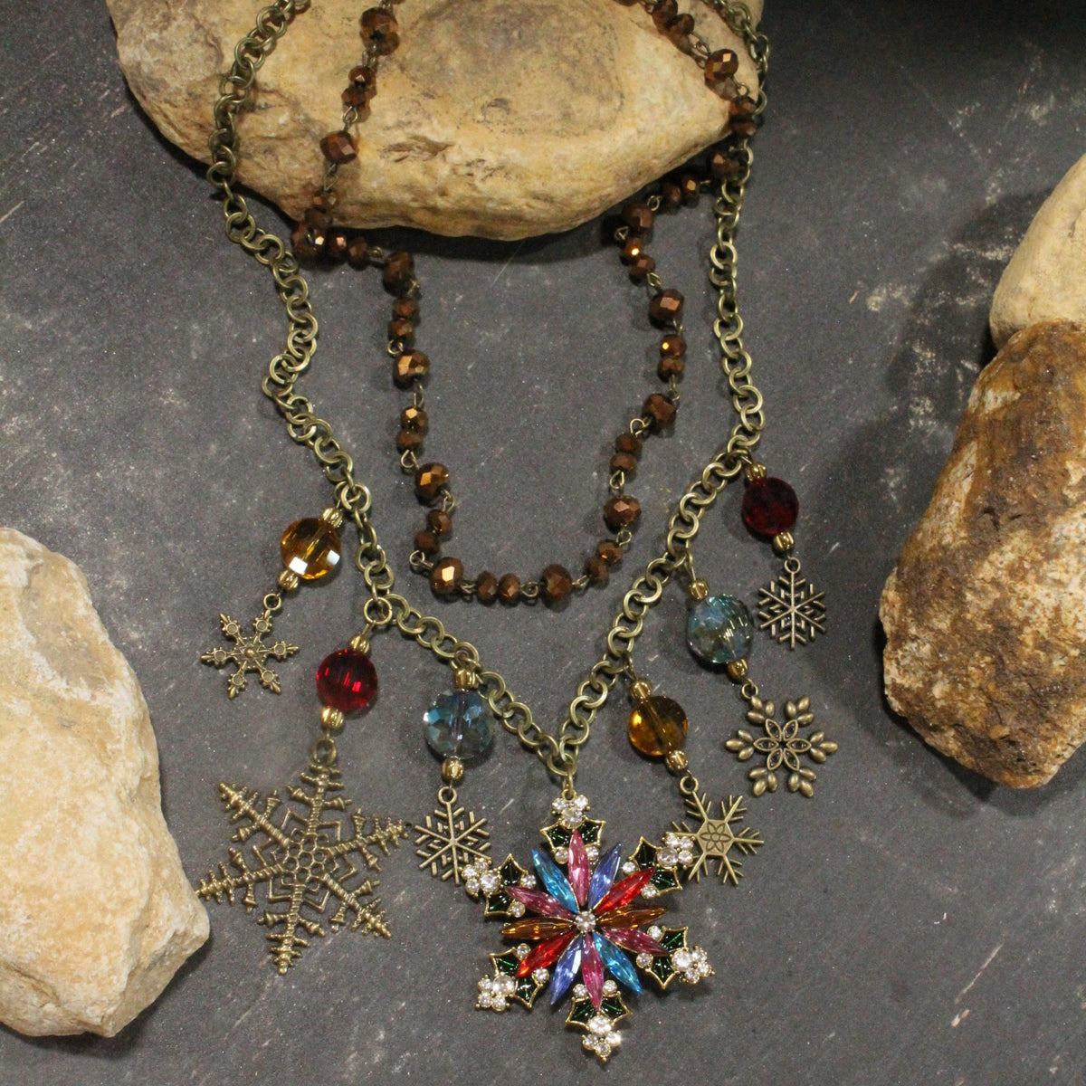 Diamonds Amongst The Snowflakes Charm'd Necklace