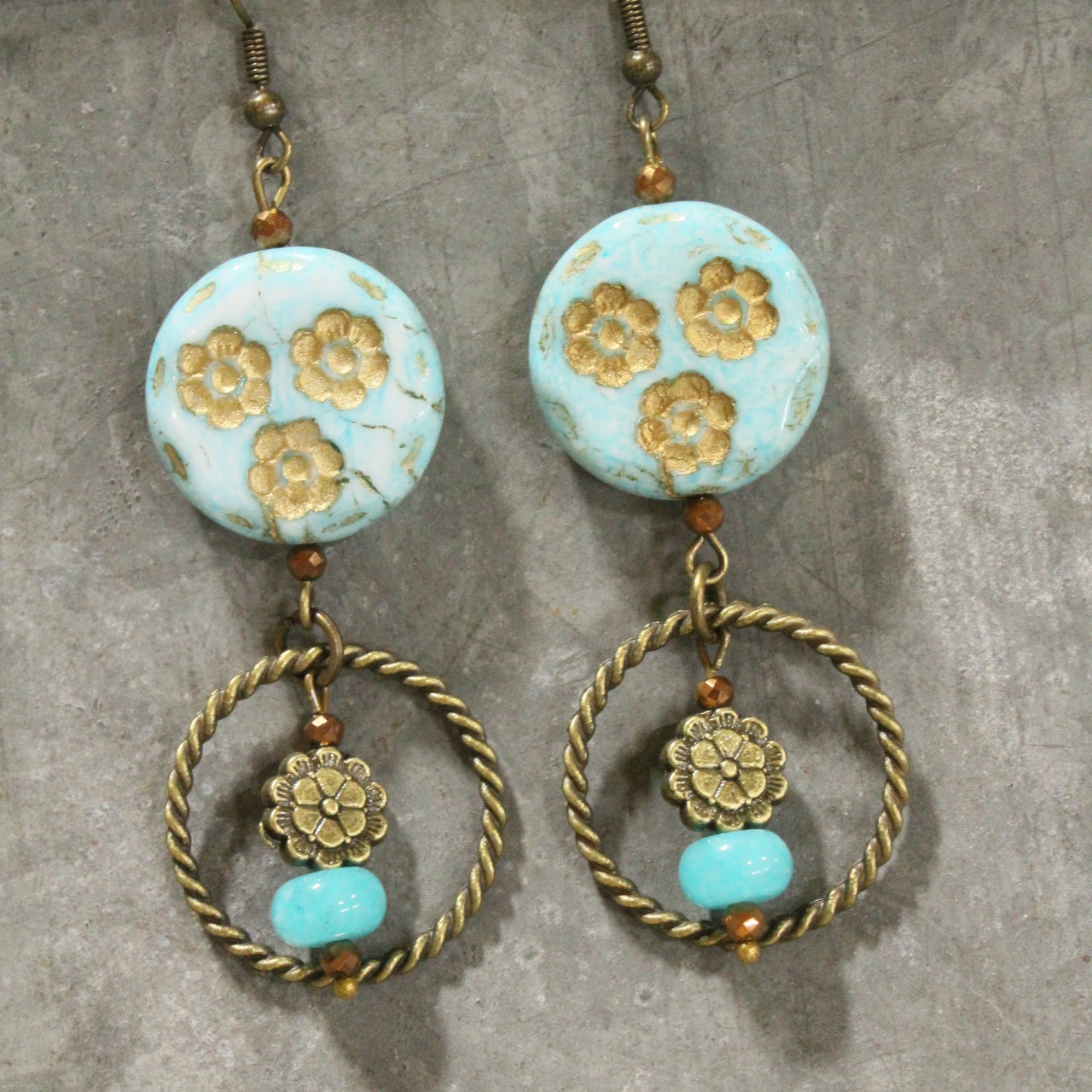Bouquet Of Flowers Dangle Drop Earrings