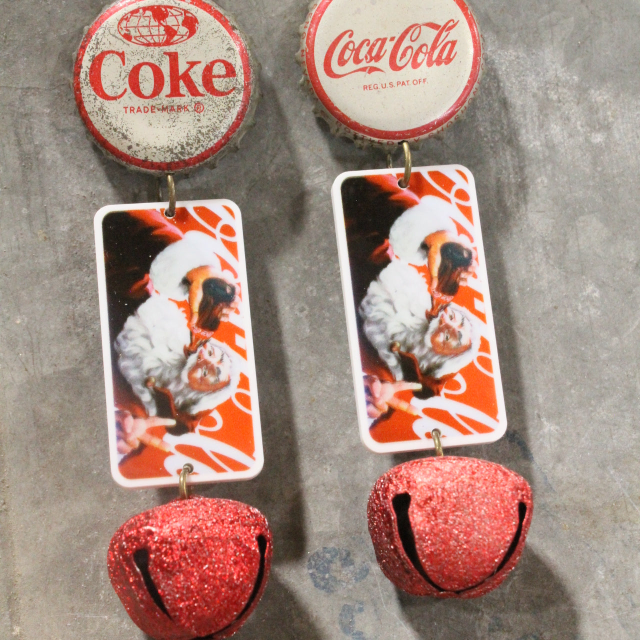 Holidays Coca Cola Style Dangle Earrings