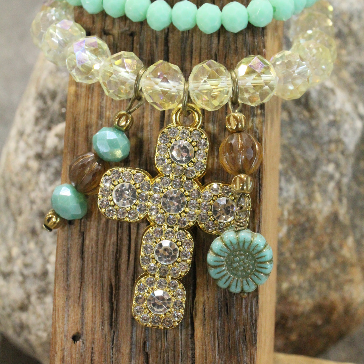 He Lives Cross Bracelet Set