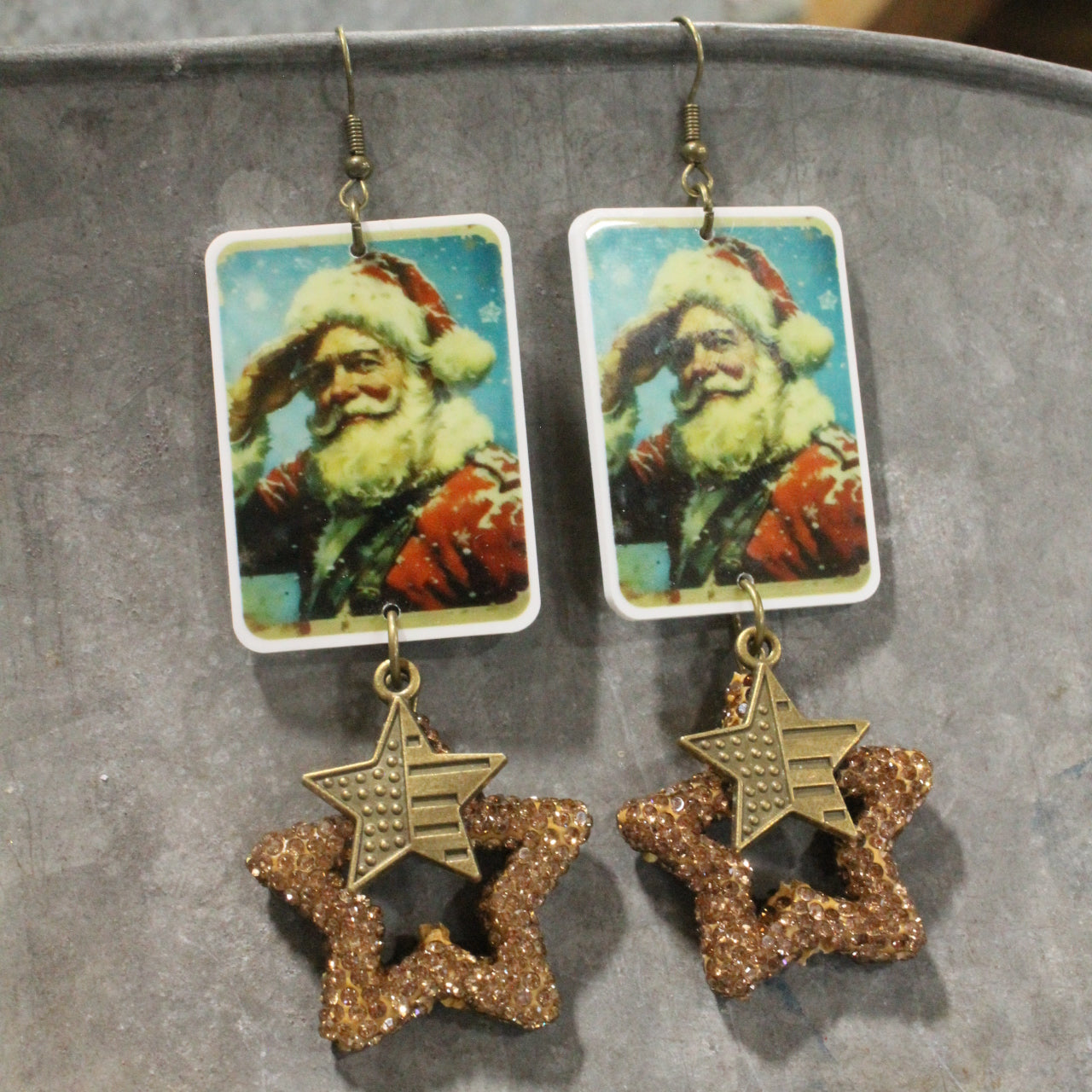 Patriotic Santa Salutes You Dangle Earrings