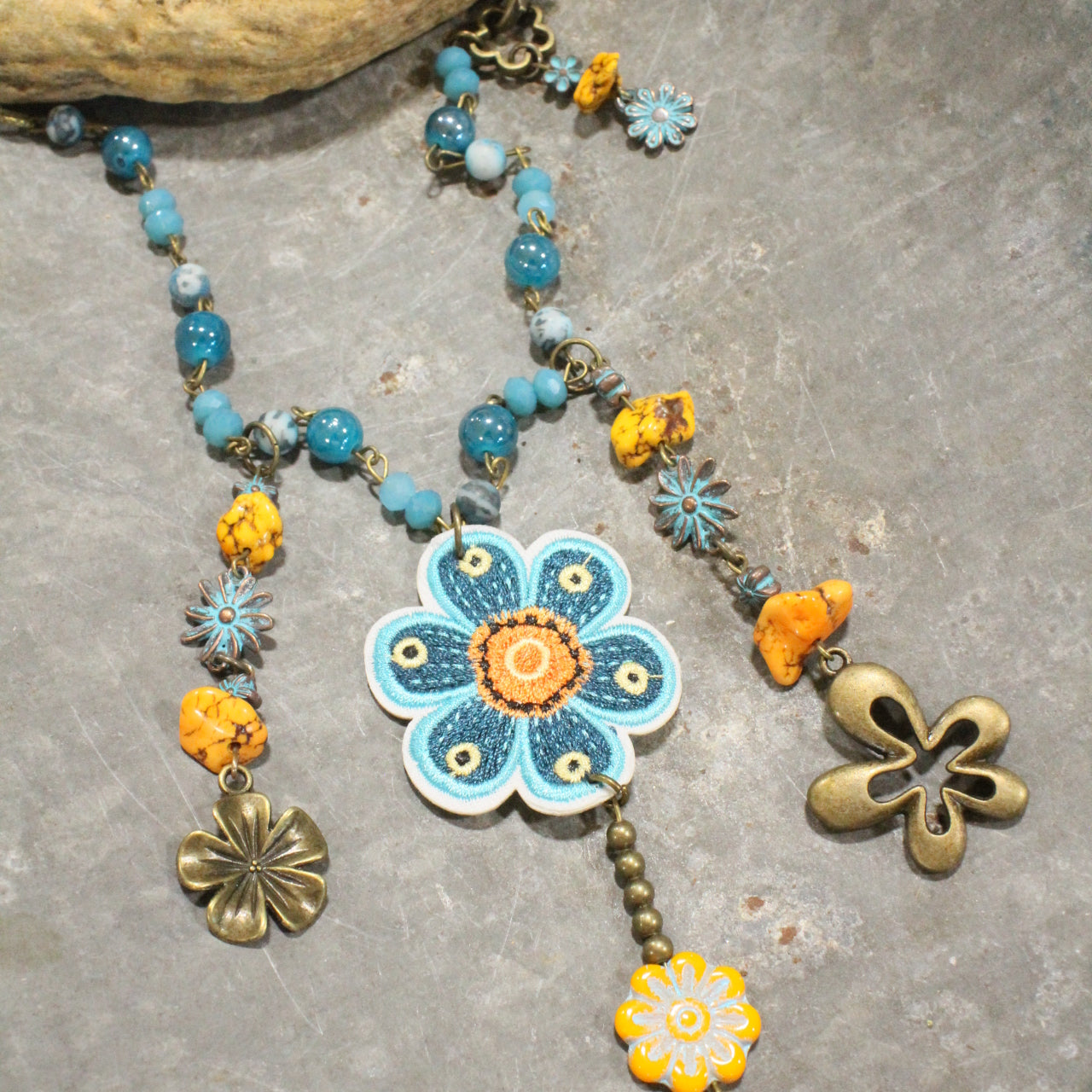 Blueberry Hill Flower Charm'd Necklace