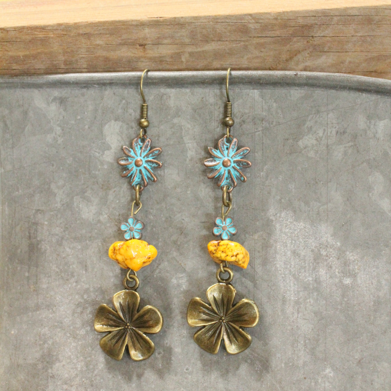 Blueberry Hill Flower Dangle Earrings