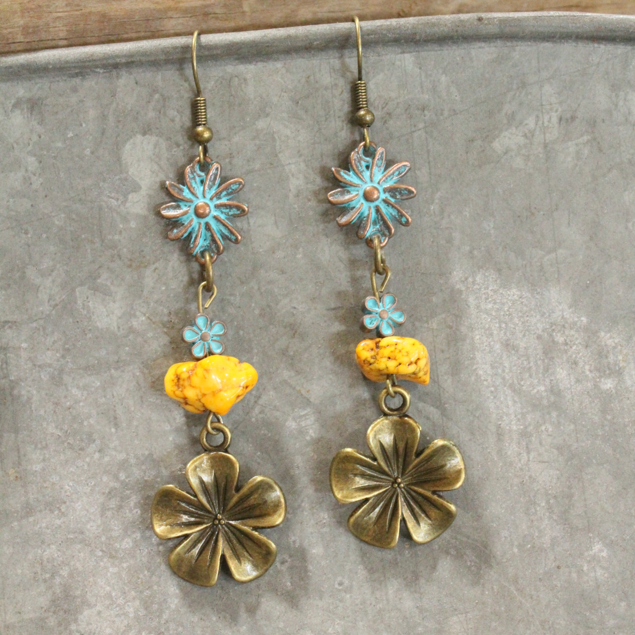 Blueberry Hill Flower Dangle Earrings