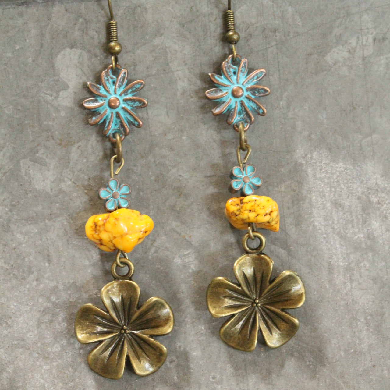 Blueberry Hill Flower Dangle Earrings