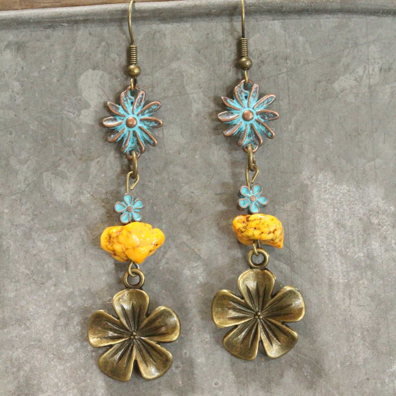 Blueberry Hill Flower Dangle Earrings