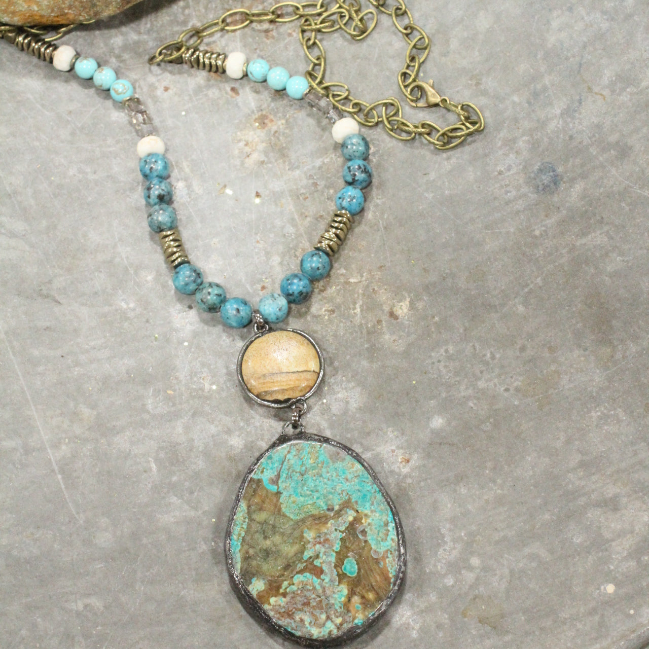 Turquoise Drop Bronze Pendant Turquoise Drop Bronze Pendant