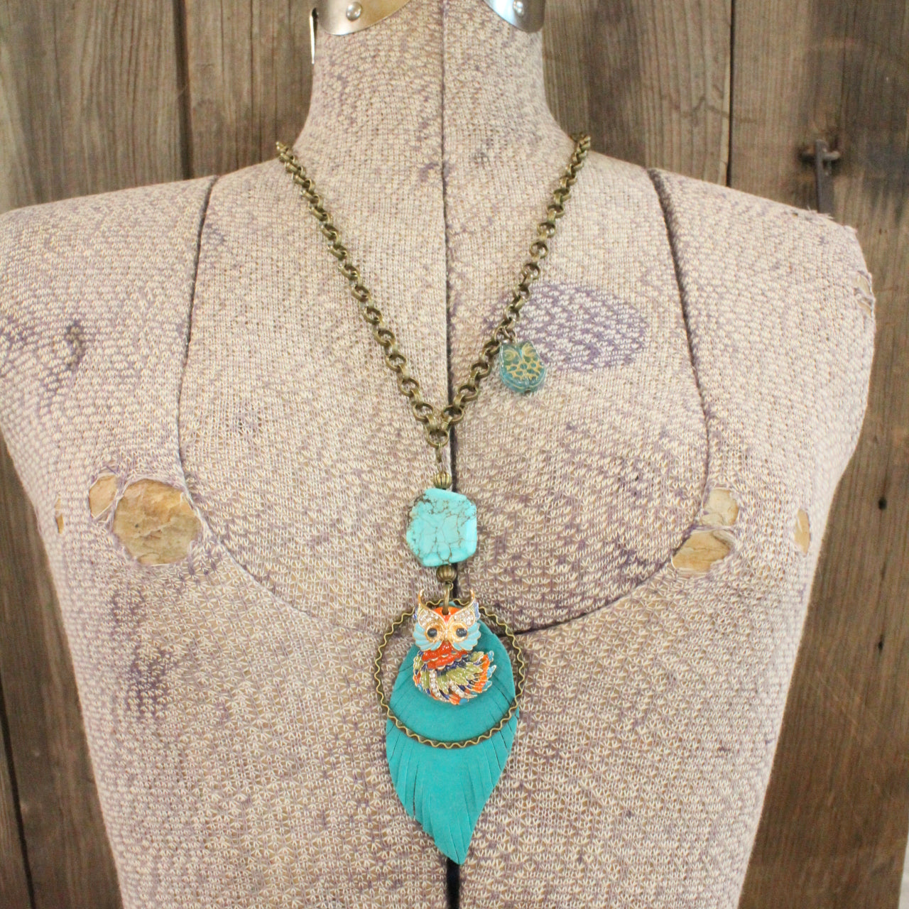 WHOOO Be You Stone Dangle Necklace