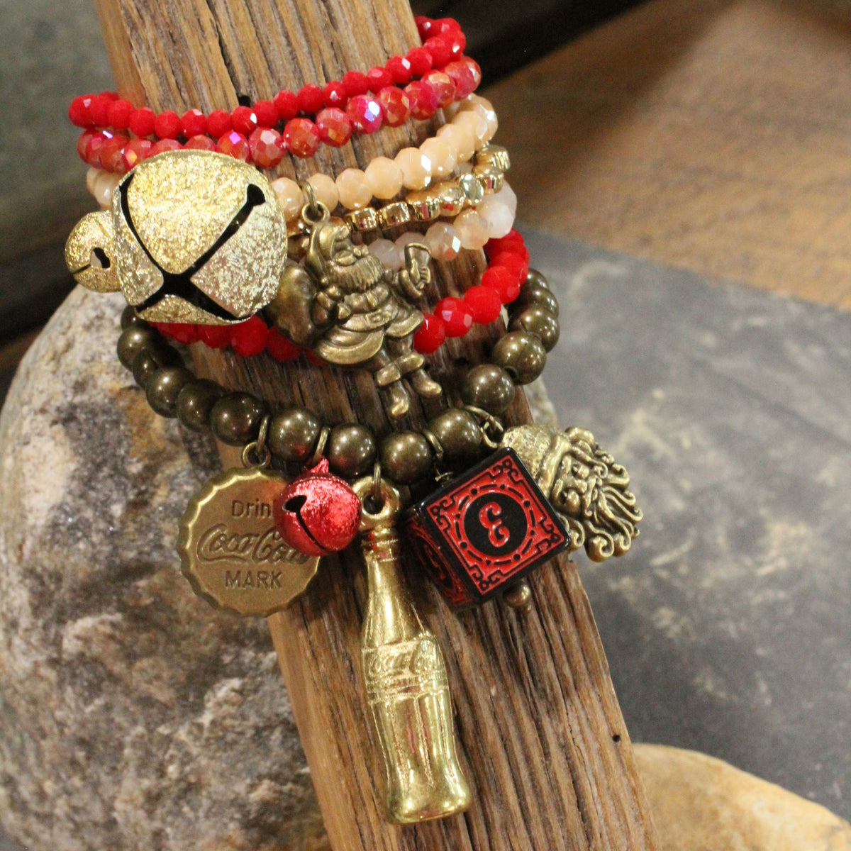 Vintage Coca Cola Christmas Charm'd Bracelet Set