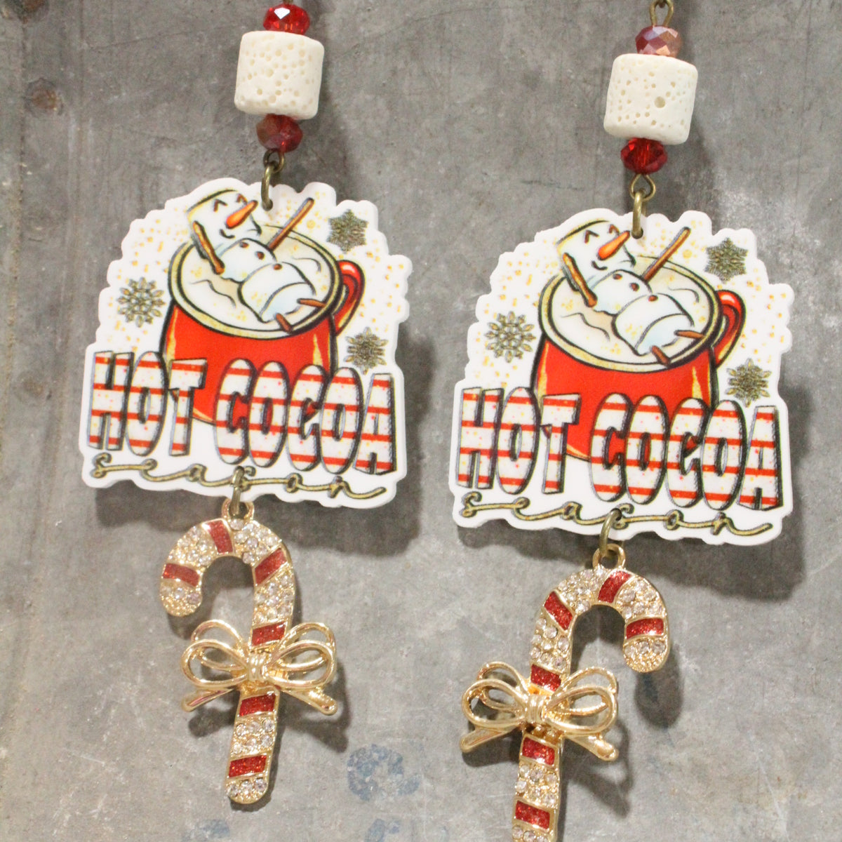 Peppermint Hot Cocoa Dangle Earrings