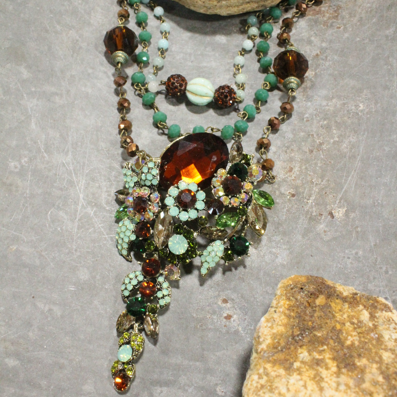 Bouquet Of Flowers Layered Topaz Necklace